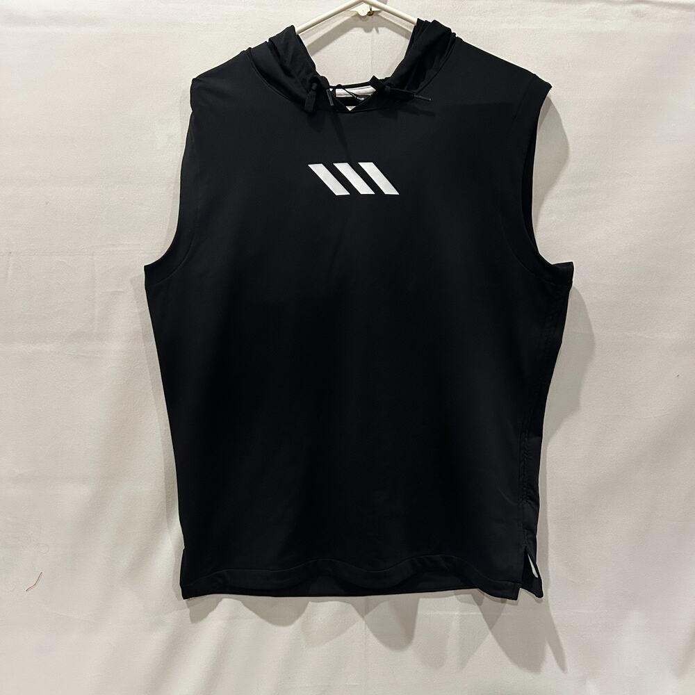 Adidas Men’s Basketball Club sleeveless hooded shirt size medium in black.